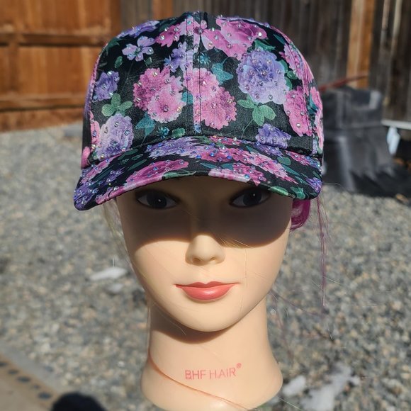 Ladies Flower BLING Hat NEW - Picture 1 of 4